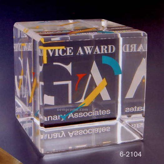 3"X3"X3" Acrylic Cube W/ Beveled Edges Paper Weight Award