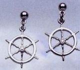 Silver Plated Ship's Wheel Earrings