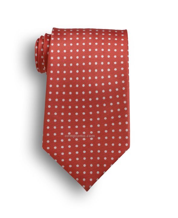 Wolfmark Newport Polyester Dot Tie - Orange And White