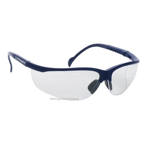 Wrap Around Safety Glasses (Clear Lens & Blue Frames)