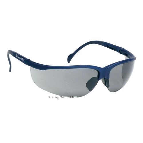 Wrap Around Safety Glasses (Gray Lens & Blue Frames)