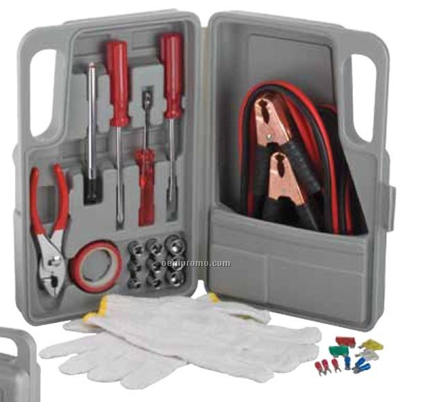 27-piece Roadside Tool Set With Jumper Cables