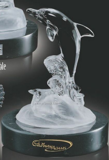 Dolphin Statuette Award On Marble Base (6-1/8