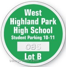 Numbered Round Clear Static Cling Inside Parking Permit (2 1/2")