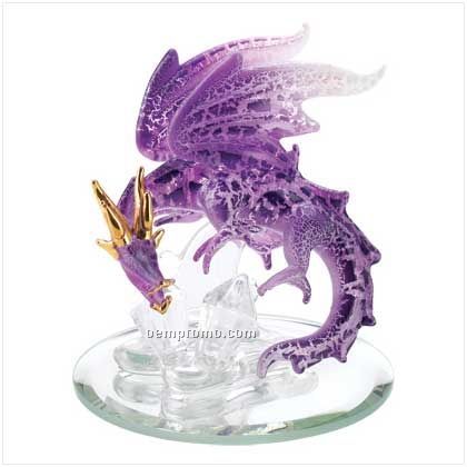 Spun Glass Purple Dragon Figurine