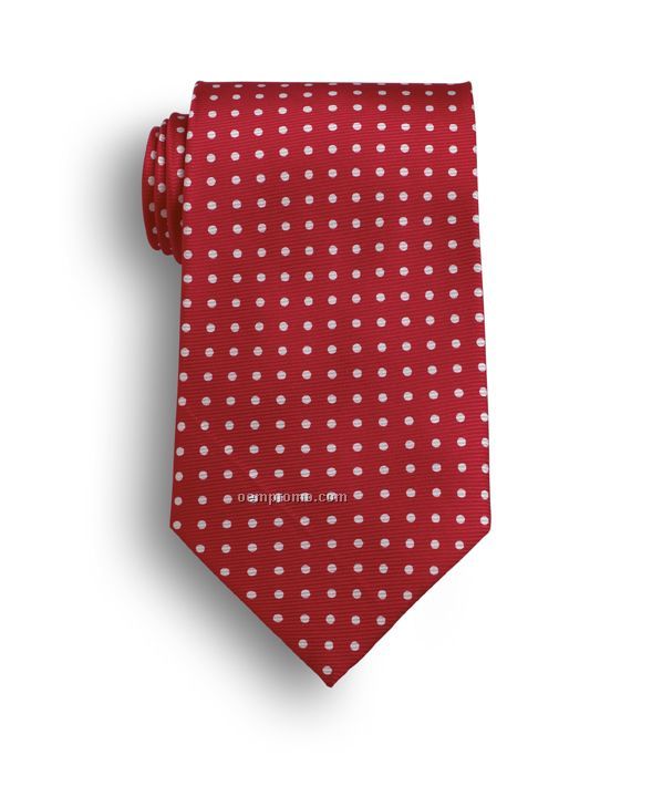 Wolfmark Newport Polyester Dot Tie - Red And White Dot