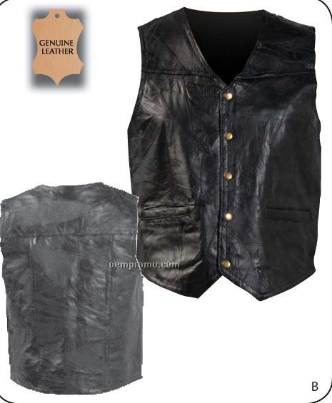 Giovanni Navarre Italian Stone Leather Vest W/ 2 Watch Pockets (4xl)