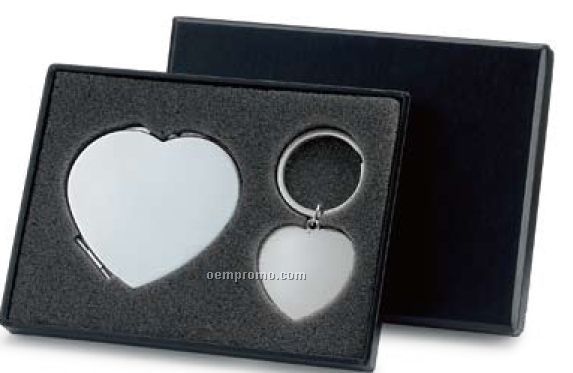 Heart Shaped Mirror/Key Chain Gift Set
