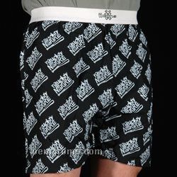 White Allover Print Boxer Shorts With Exposed Elastic Waist