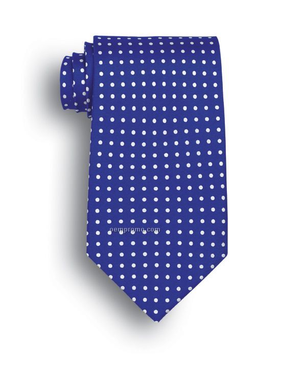 Wolfmark Newport Polyester Dot Tie - Royal Blue And White