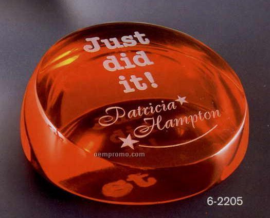 3-1/2"X1-1/4" Acrylic Partial Sphere W/ Tinted Bottom Paper Weight Award