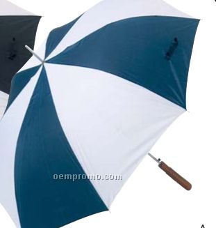 All-weather Navy Blue/ White 48" Auto Open Umbrella