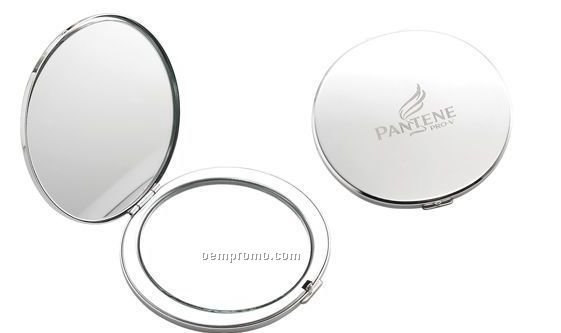 Silver Round Compact Mirror