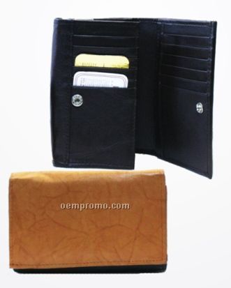 Ladies' Dark Brown Cowhide Mid-sized Wallet