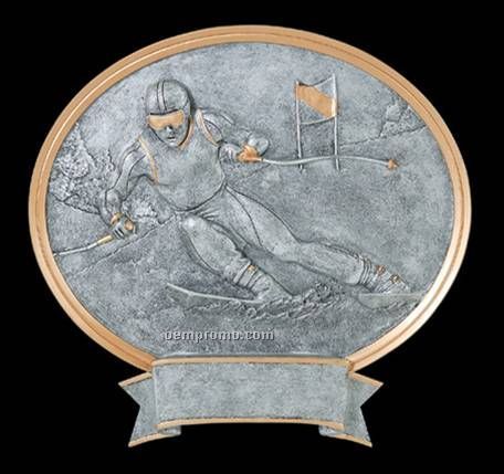 Skiing, Male Oval Legend Plates - 8"
