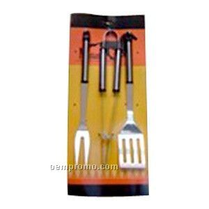 3-piece Bbq Set With Spatula/ Tongs & Fork