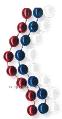 Red White & Blue 7 1/2 Mm Bead Necklaces Assortment