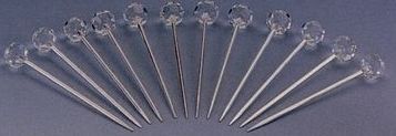 12 Piece Silver Plated Martini Pick Set W/ Austrian Crystal Toppers