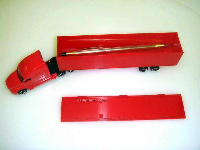8" Die Cast Replica Traditional Transport Hauler (Red Hauler/Red Cab)