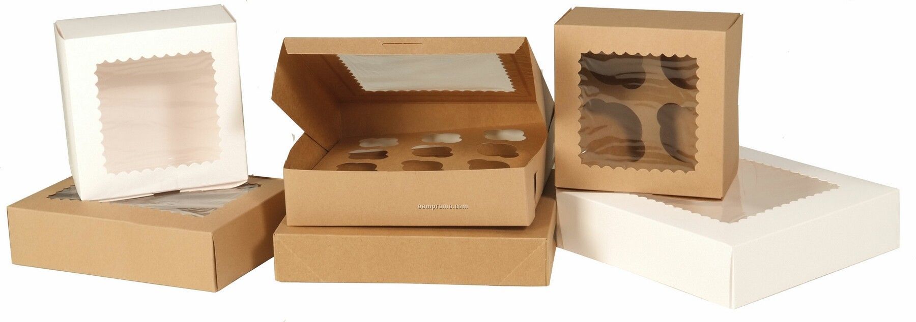 Kraft Window Cupcake Boxes W/ 6 Regular Cupcake Capacity
