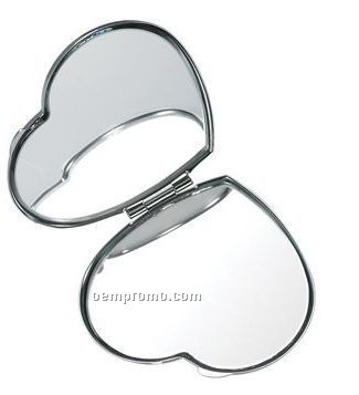 Silver Heart-shaped Compact Mirror