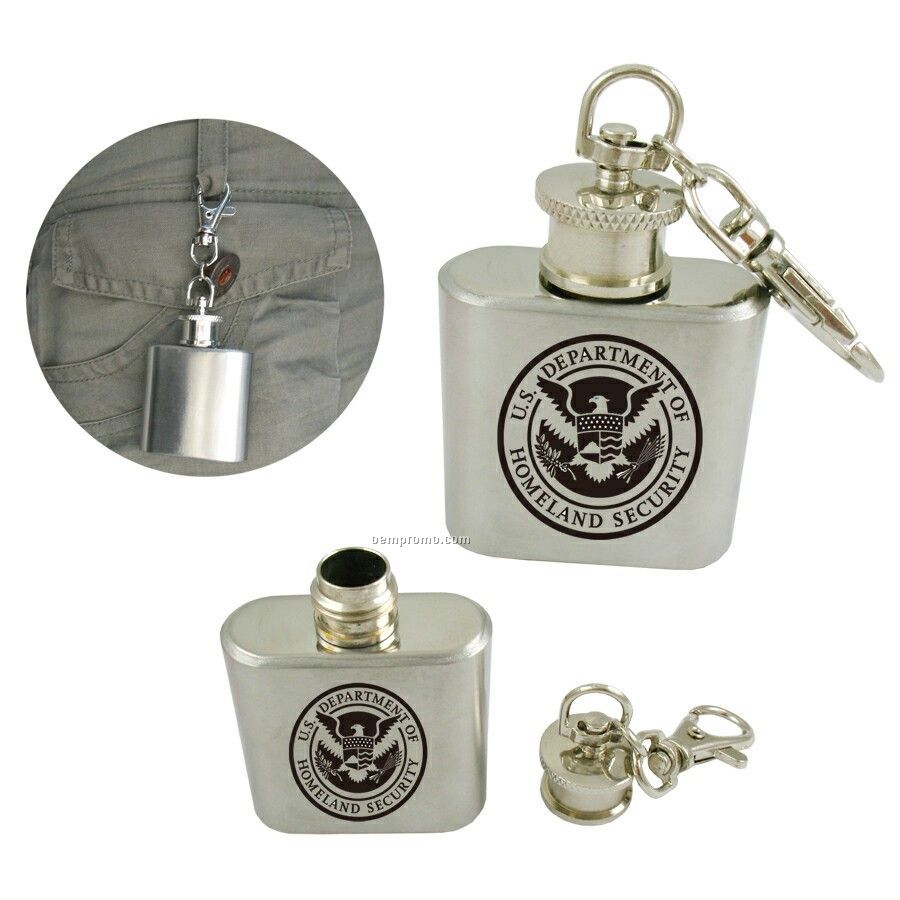 Stainless 1 Oz. Steel Flask Key Chain