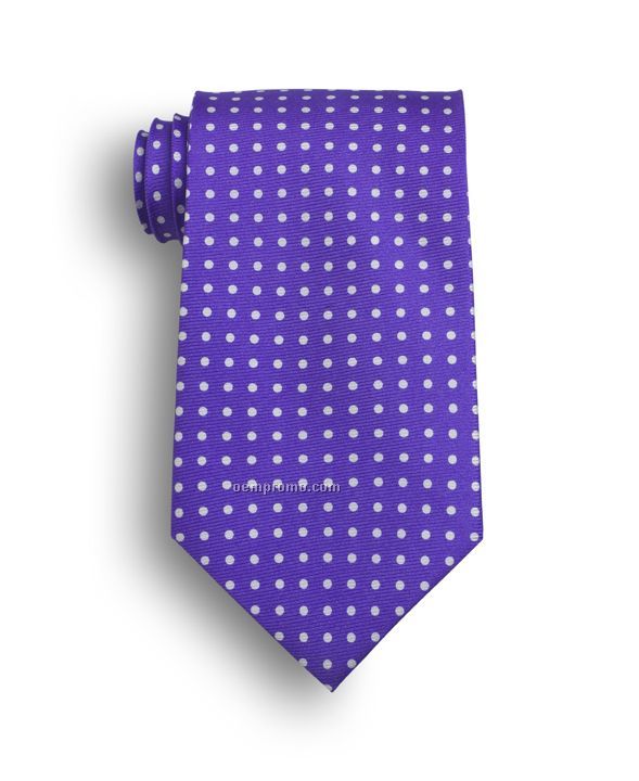 Wolfmark Newport Dot Silk Tie - Purple And White Dot