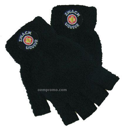 Embroidered Fingerless Fuzzy Gloves