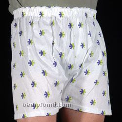 Jersey Knit Boxer Shorts - White With Allover Print