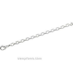 Ladies' 7" Sterling Silver 6-3/4mm Flat Cable Chain Bracelet