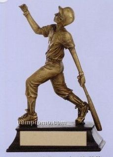 Male Baseball Player Sport Sculpture Award W/ Antique Gold Finish (6")