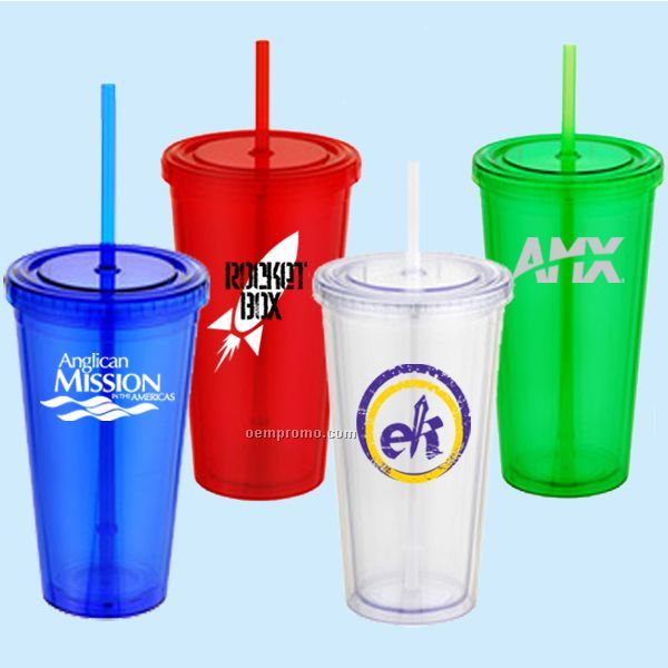 16 Oz. Durable As Plastic Cup With Straw And Lid.