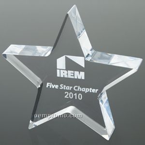 Clear 1" Star Paperweight (Screen Printed)