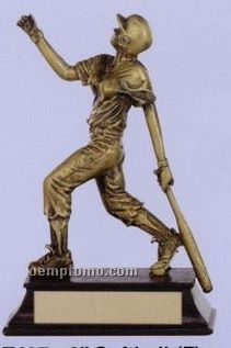Female Softball Player Sport Sculpture Award W/ Antique Gold Finish (6")
