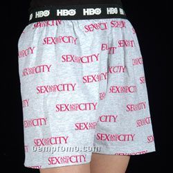 Jersey Knit Boxer Shorts W/ Exposed Elastic Waist - Colors W/ Allover Print