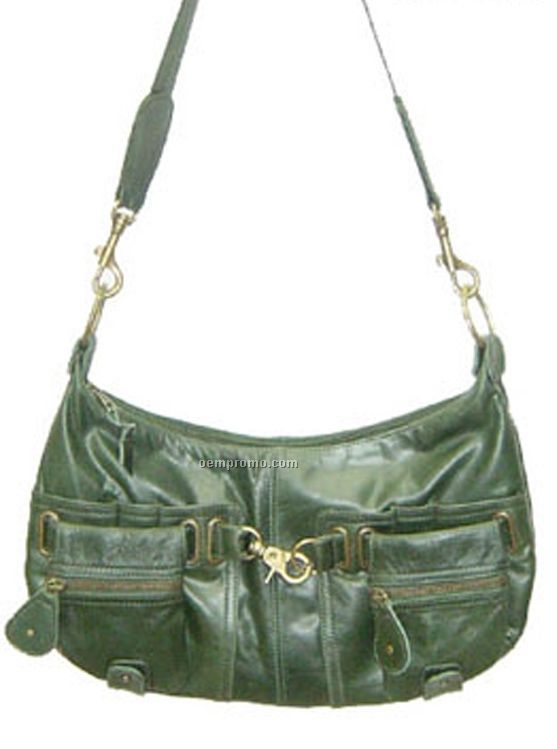 Leather Goat Chicago Purse - Olive Green