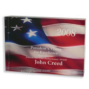 American Flag Acrylic Paperweight W/ Stock Background