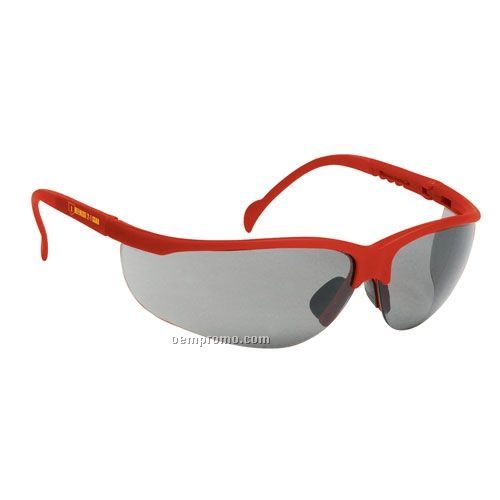Wrap Around Safety Glasses (Gray Lens & Red Frames)