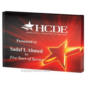 Star Acrylic Paperweight W/ Stock Background