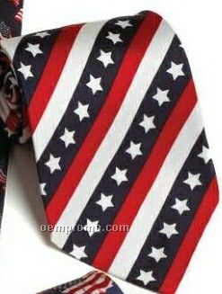 Wolfmark Novelty Neckwear Stars & Stripes 100% Silk Patriotic Tie