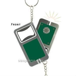 Green Light Up Keychain W/ Bottle Opener