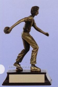 Male Bowler Sport Sculpture Award W/ Antique Gold Finish (6