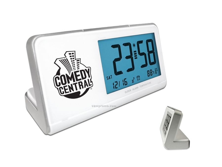 Blue Electronic Light Temperature Alarm Clock