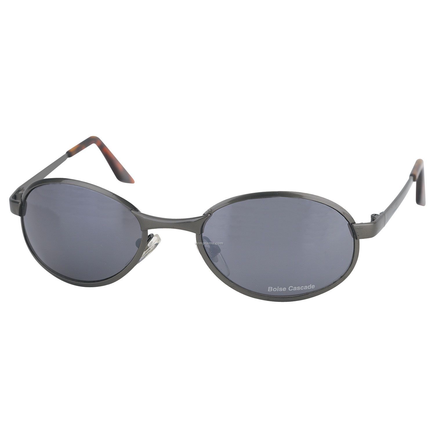 Oval Wrap Gun Metal Frame Sunglasses W/ Mirror Lens