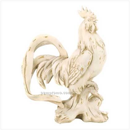 Weathered Ivory Rooster Statue
