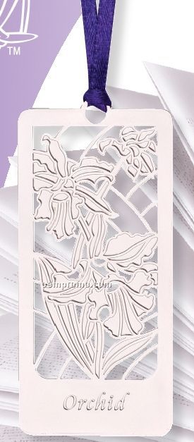 Silver Finish Bookmark W/ Ribbon Attachment (Blank)