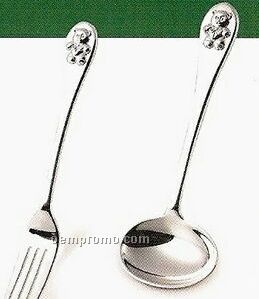 Silver Plated Bear Baby Feeding Spoon & Fork Set