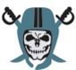 Stock Pirate Skull With Retro Football Helmet Chenille Patch