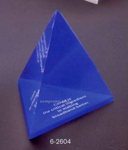 2-1/2"X2-1/2"X2-3/16" Acrylic 3 Sided Pyramid W/ Colored Bottom Award