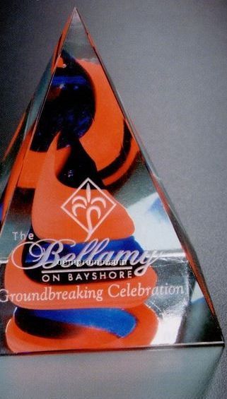 Art-glass Swirl Pyramid Red/ Blue Award